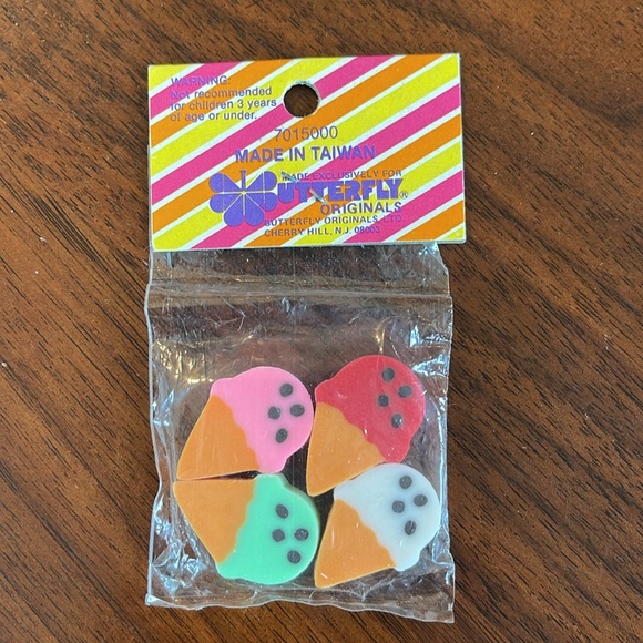 VINTAGE 80S FANCY FUN SCENTED ICE CREAM CONE ERASERS - NEVER OPENED! - Picture 2 of 5